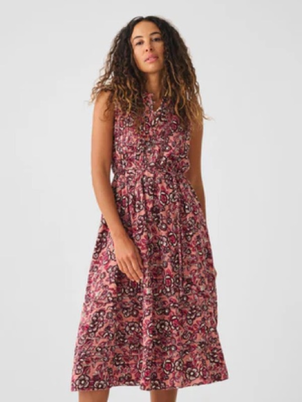 Faherty Isha Midi Dress Rose Desert Bloom XS